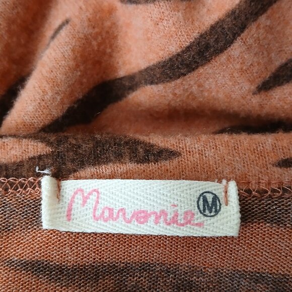 Maronie Vintage Y2K Top M Super Soft Oversized Peach Brown Tiger Print USA Made - Picture 7 of 8